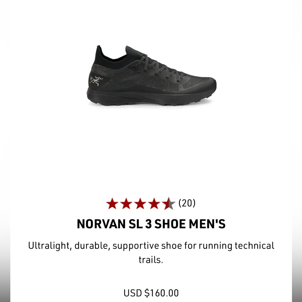 Arc’teryx running shoes. Size 9